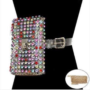 CLEAR BELT FANNY PACK CROSS BODY BAG MULTI COLOR STONES